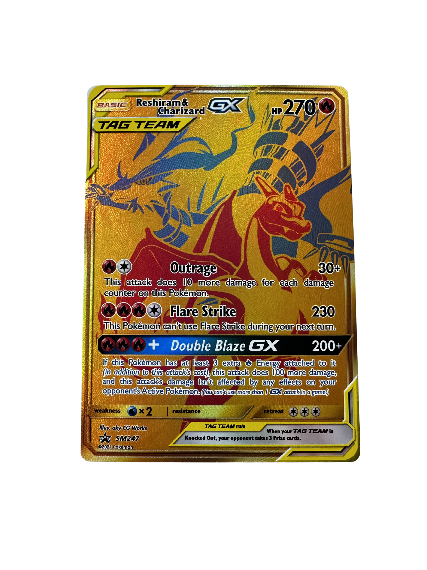 Reshiram & Charizard GX (SM247) – Gold Promo Tag Team – Pokémon Card
