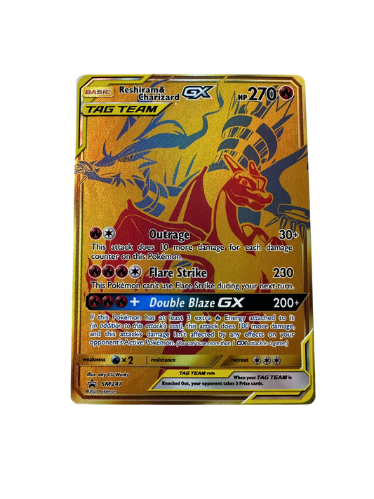 Reshiram & Charizard GX (SM247) – Gold Promo Tag Team – Pokémon Card